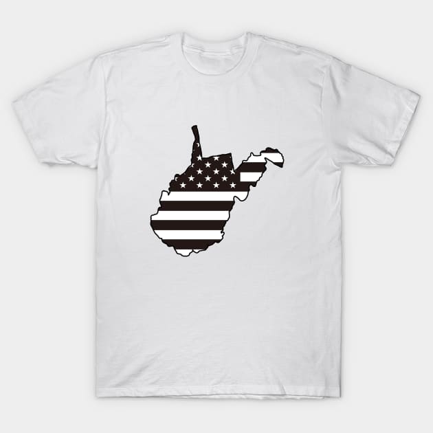 Black and White Flag West Virginia T-Shirt by DarkwingDave